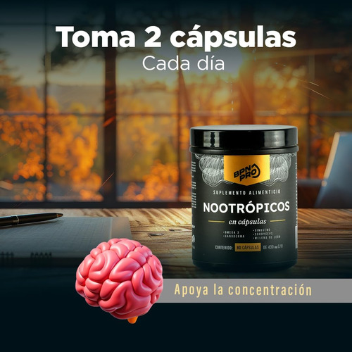 Nootrópicos Con Melena De León Omega Ganoderma Y Cordyceps