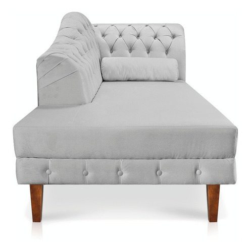 Divã Recamier Capitonê Mônaco 165 Cm Suede Cinza - D'rossi