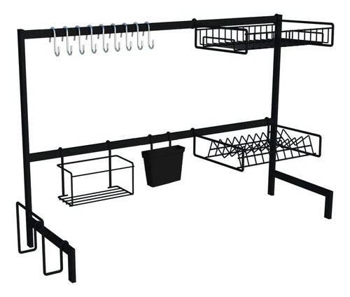 Cozinha Suspensa Modular Autosustentável Escorredor Completo Cor Preto