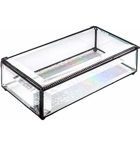 J Devlin Box 830 - Caja De Recuerdos De Cristal Biselado Tra