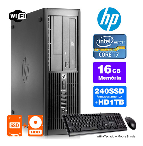 Imagem 1 de 6 de Desktop Barato Hp Compaq Sff I7 2g 16gb Ssd240+1tb Brinde