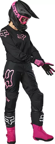 Pantalones MX Fox Pantalon Moto Mujer 180 Prix Negro/Rosado 2020