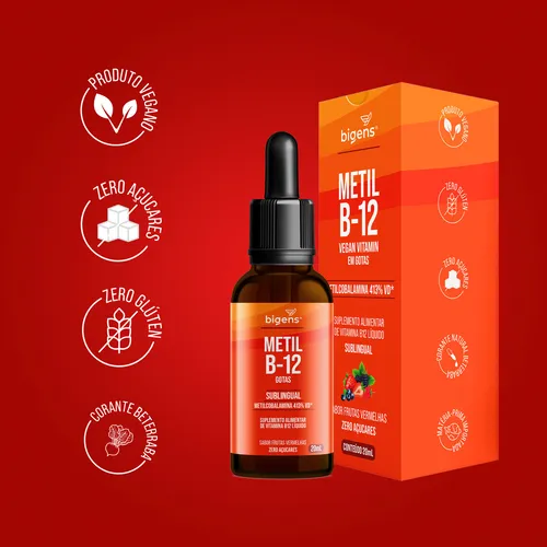 Kit con 3 gotas líquidas de vitamina B-12 veganas de metilo B-12, metilcobalamina 413% Vd sublingual, sabor a frutos rojos, 20 ml, Biogens