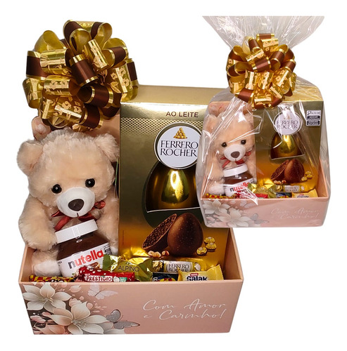 Cesta De Chocolates Com Urso Pelúcia Ideal Para Presentes G