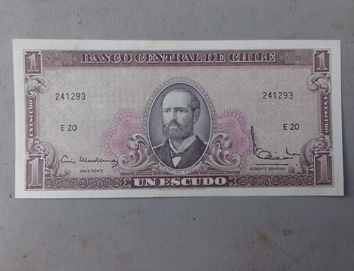 Billete Chile 1 Escudo Mackenna Ibáñez Serie E 20 Unc.