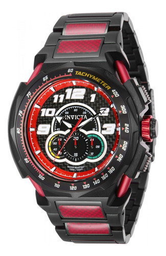 Reloj Para Hombres Invicta Jm Correa 43787 Negro Rojo Color de la correa Negro/Rojo