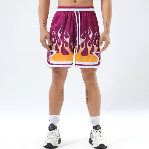 Pantalones Cortos De Baloncesto Con Estampado De Fuego