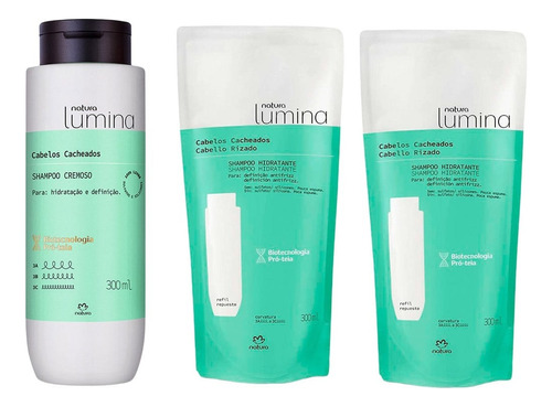 Shampo0 Hidratante Cabello Rizados + Repuesto Lumina Natura