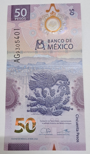 Billete $50 Pesos Ajolote Serie Ag Con Error De Impresión
