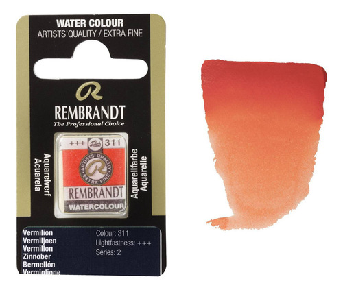 Aquarela Talens Rembrandt Half Pan 311 Vermillion S2