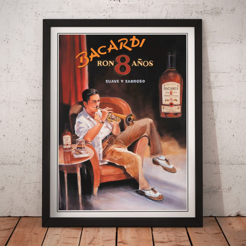 Cuadro Bebidas - Bacardi Ron - Arte Vintage 