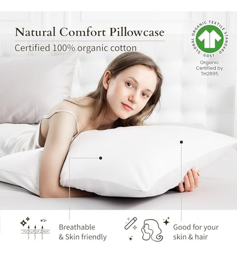 Juego De 2 Fundas De Almohada King 100% Algodón Orgánico