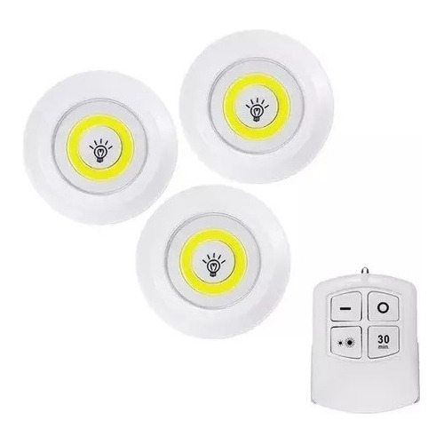 Set 3 Luz Cob Led 3w +control Remoto Emergencia Lampara