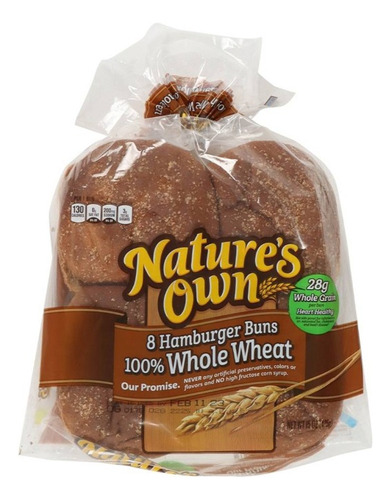 4 Pza Pan Para Hamburguesa Natures Own Integral 8 Pzas