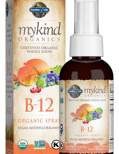 B12, Metilcobalamina 500mcg Spray Orgánico  - Garden Of Life