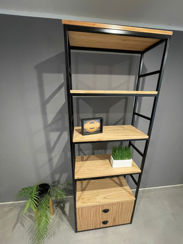 Biblioteca Industrial Moderna En 70x30x180al 2 Cajon Mel Par