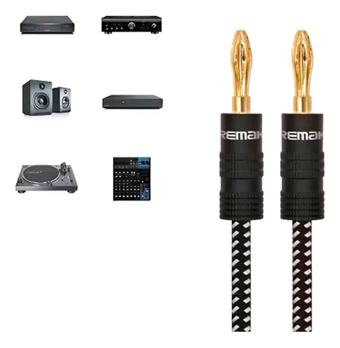 Original Dj 1m Doble Cable Banana Bañado Oro Original