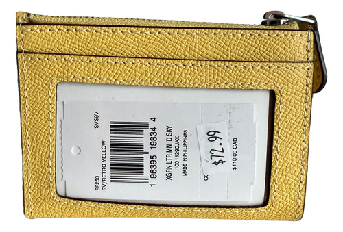 Coach Tarjetero Monedero Chico Nuevo Original Retro Yellow Color Sólido