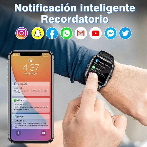 Reloj Inteligente Hombre Bluetooth Llamada Smart Ip67