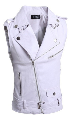 Men's Sleeveless Fashion Leather Vest With Vest