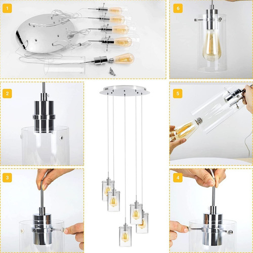 Imagen 7 de 9 de Lampara Decorativa De Techo Tipo Candelabro De 5 Luces.