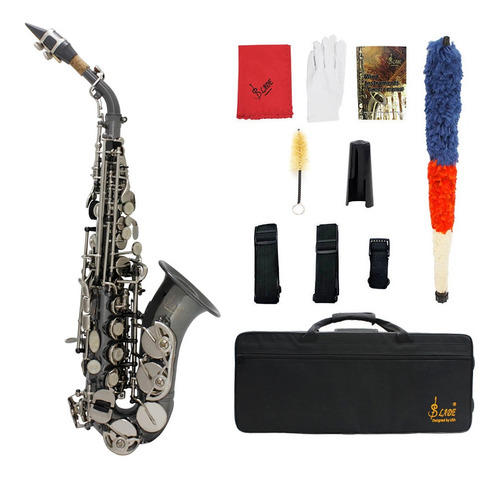 Saxofón Soprano Sib Latón Material Negro Niquelado