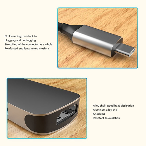 Hub Usb C Adaptador Multipuerto 6 En 1 Para Macbook Windows