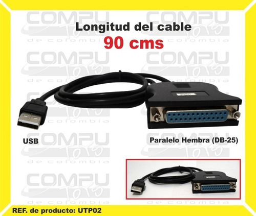 Cable Usb-paralelo Hembra (db-25) Ref: Utp02 Computoys Sas