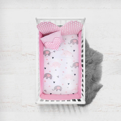 Set De Edredón Cama, Cuna Y Corral, 6 Pzas. Varios Diseños. Elefantitas