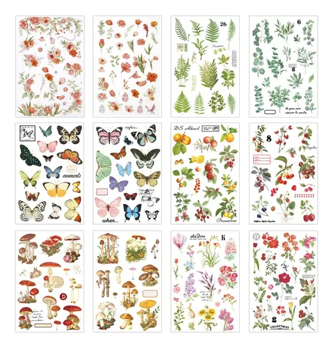 12 Hojas De Transferencias Muebles Vintage Rub-on Trans...