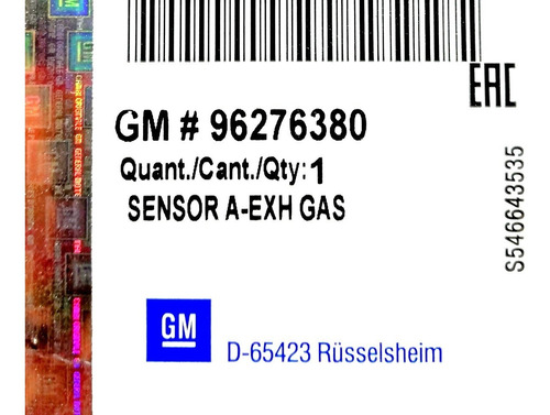 Sensor Oxigeno Optra Desing Limited Tapa Amarilla 2 Cable Gm