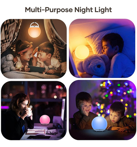 Luz Nocturna Control Táctil Variable De 8 Colores Y Temporiz