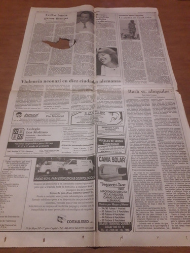 Tapa Diario La Nación 06 09 1992 Carhue Inundaciones Boca (Usado)