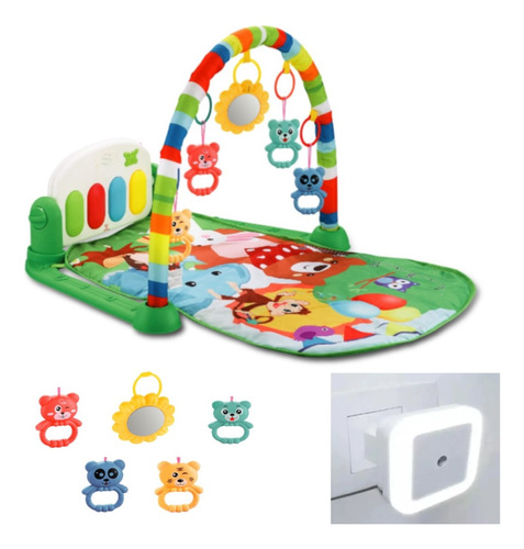 Kit Tapete P/ Bebes Ginásio Estimula E Luminária Inteligente Branco