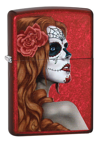 Imagen 1 de 10 de Encendedor Zippo Lighter Day Of The Dead Girl Rojo