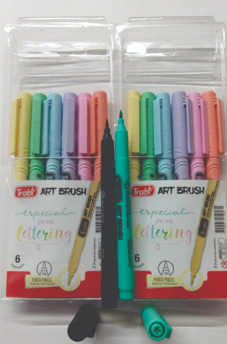 Imagen 2 de 6 de Marcador Punta De Pincel Trabi Lettering 5 U. Pastel Devoto