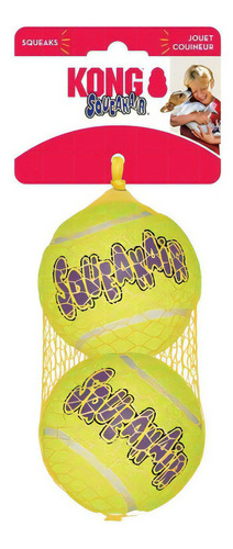 Kong Squeak Air Balls Large Juguete Pelota Perro Pack X2- Color Amarillo Tenis