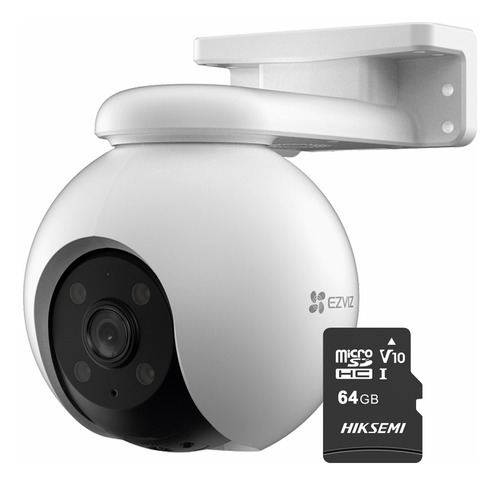 Ezviz Cámara De Seguridad PTZ H8-plus-64 Pt Wifi 5mp 3k Conbertura Panoramica 360° Detección Humana Y De Vehiculos Con Micro Sd De 64gb Luz Parpadeante Cs-h8-3k Ideal Para Exteriores