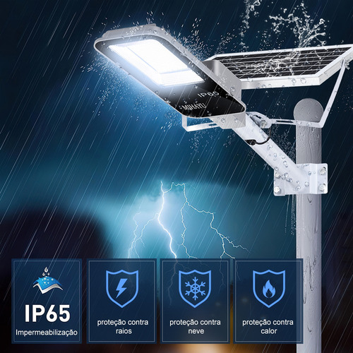 Refletor Solar Led Holofote Para Iluminação Pública 300w Autossusten Com Controlo Remoto