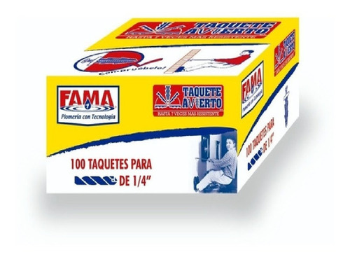 Taquete Avierto Plastico 1/4  Kit 4 Cajas De 100 Piezas Fama
