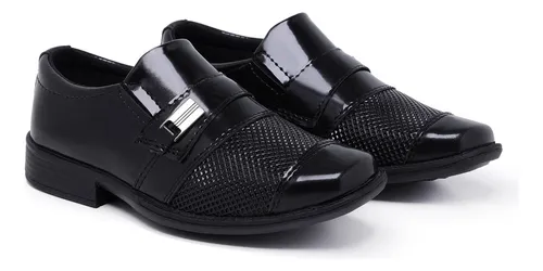Sapato Social Infantil Couro Casamento Uniforme 444 Verniz Frete