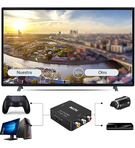Imagen 4 de 7 de Convertidor Adaptador Rca Vga A Hdmi 1080p De Audio Y Video
