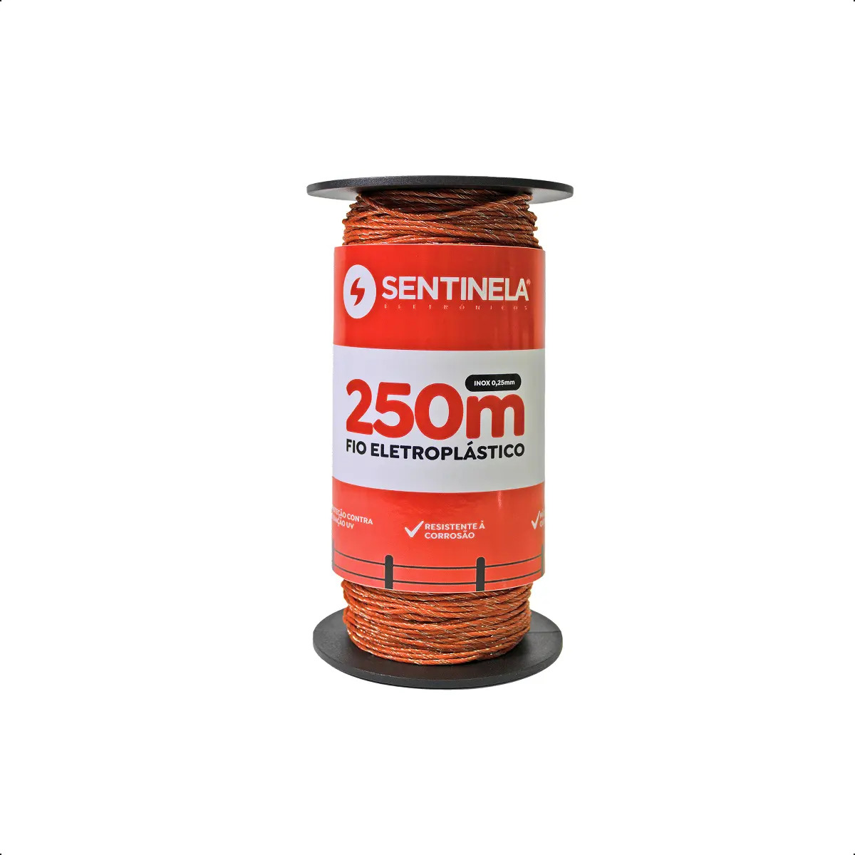 Fio Eletroplástico Cerca Elétrica Sentinela Rolo 250m 15 Fios Uv + 3 Aço Inox Proteção Uv Resistente
