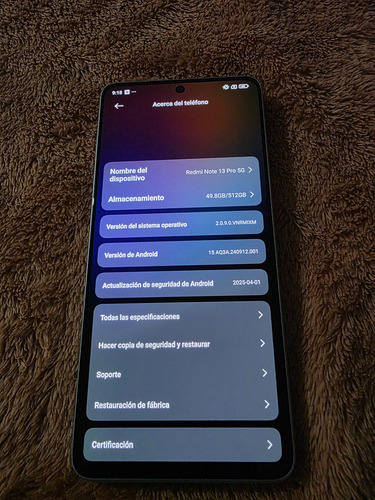 Xiaomi Redmi Note 13 Pro 5g Dual Sim 512 Gb Morado Boreal 12+12 Gb Ram (Usado)