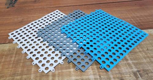 Kit 18 Tapete Modular 30x30 Box Banheiro Chuveiro Vestiario Cor Branco Cinza E Azul Geométrica