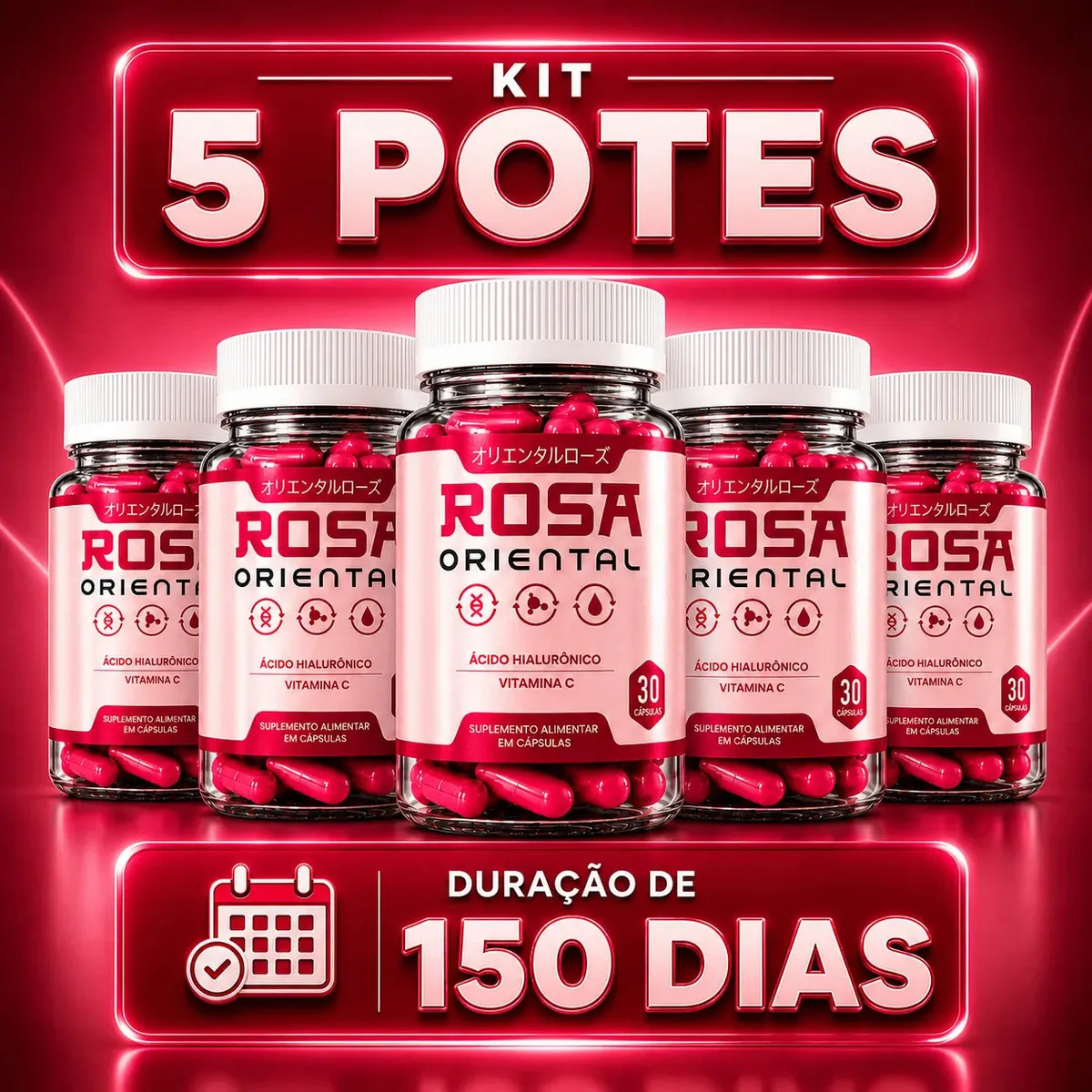 Suplemento Rosa Oriental Natuelle Marketing para Beleza e Pele Jovem