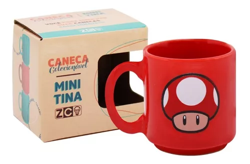 Caneca Mini Tina Lucky Block Super Mario em Cerâmica 100ml em