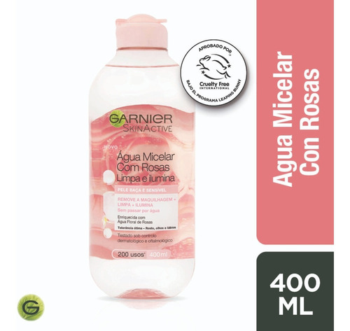 Agua Micelar Con Rosas Garnier 400 Ml Desmaquilla Limpia