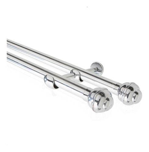 Kit completo de varillas dobles de aluminio plateado pulido de 2 metros y 19 mm