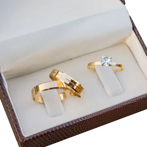 Alianças De Casamento Anel Noivado Em Ouro 18k Legítimo 4mm